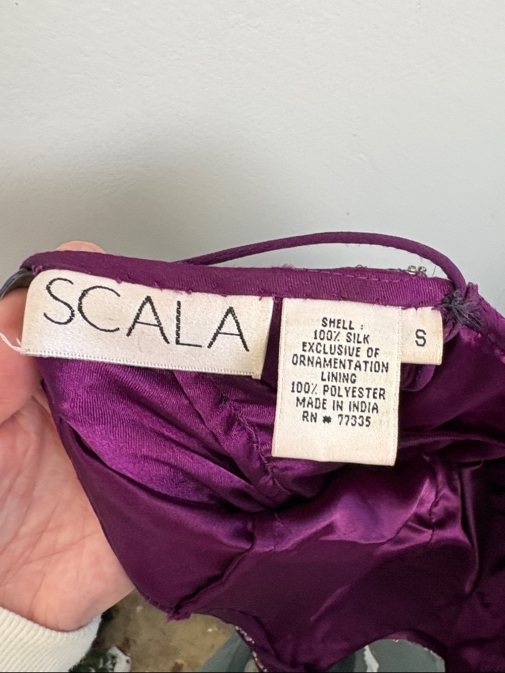Scala Beaded Sequin Dress Purple Handkerchief Hem Cocktail Formal Size Small - Picture 10 of 10